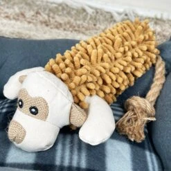 Darthome Limited Shaggy Monkey Squeaky Dog Toy With Rope Tail