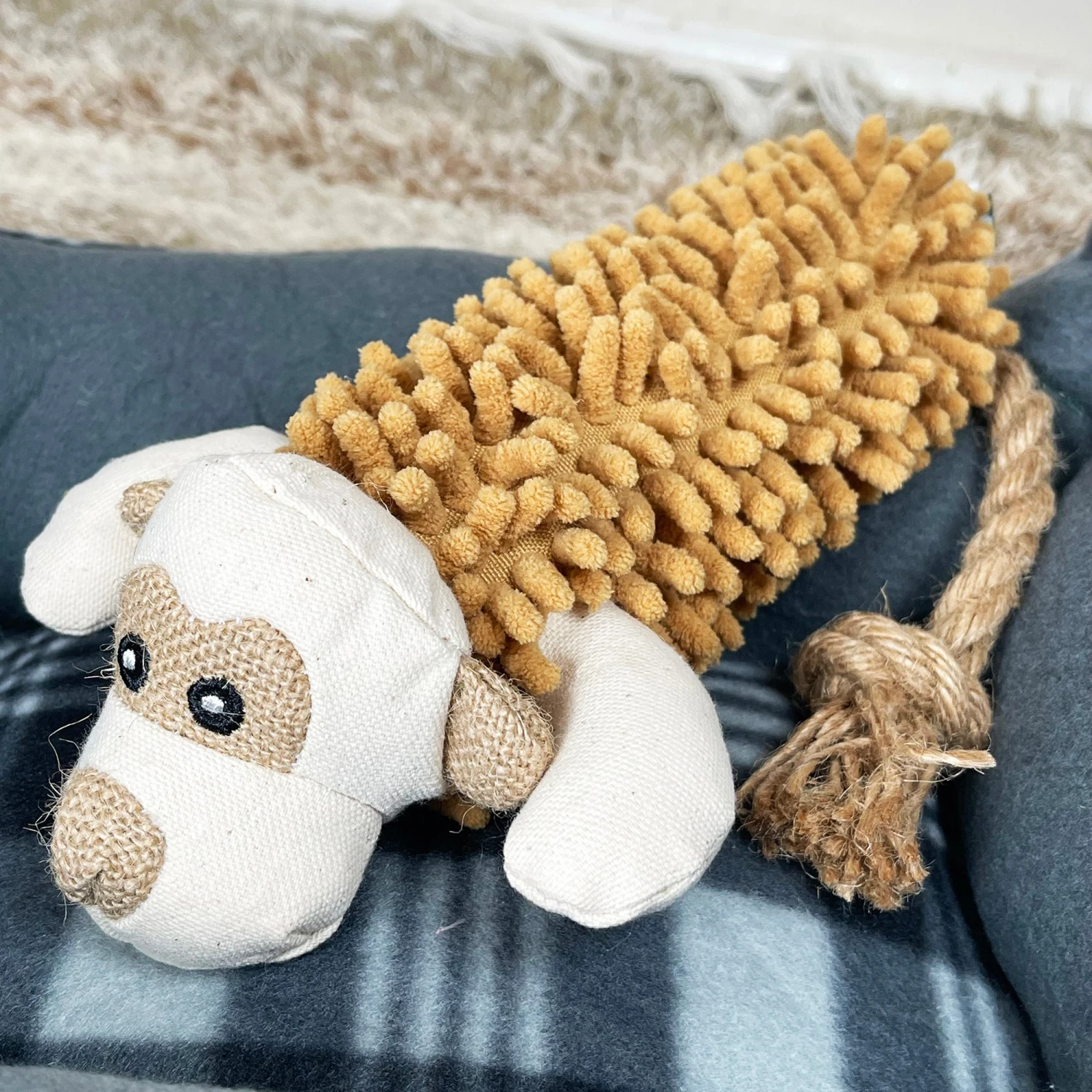 Darthome Limited Shaggy Monkey Squeaky Dog Toy With Rope Tail 1 Darthome Limited Shaggy Monkey Squeaky Dog Toy With Rope Tail