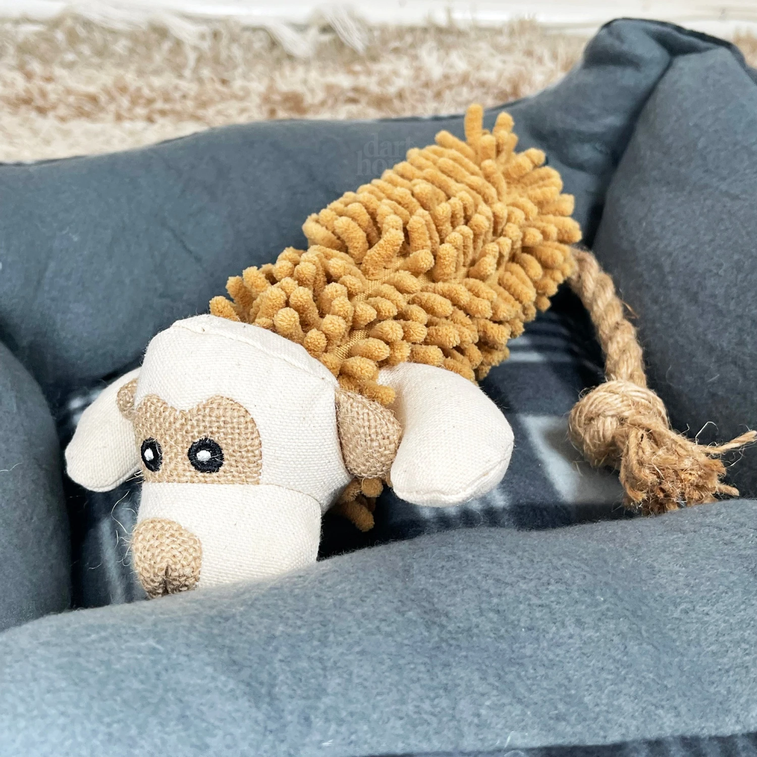 Darthome Limited Shaggy Monkey Squeaky Dog Toy With Rope Tail 3 Darthome Limited Shaggy Monkey Squeaky Dog Toy With Rope Tail - Image 3