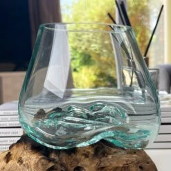 Darthome Limited 12cm Molten Glass Bowl With Teak Root Stand 8 Darthome Limited 12cm Molten Glass Bowl With Teak Root Stand -Decor Garden Shop IMG E6059 edited61