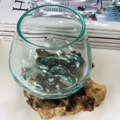 Darthome Limited 12cm Molten Glass Bowl With Teak Root Stand 9 Darthome Limited 12cm Molten Glass Bowl With Teak Root Stand -Decor Garden Shop IMG E6060 edited62