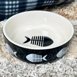 Darthome Limited Black Fish Outline Cat Bowl