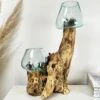 Darthome Limited Tall Double Molten 11cm Bowls Teak Root Stand