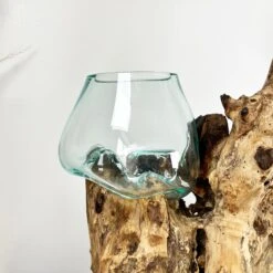 Darthome Limited Tall Double Molten 11cm Bowls Teak Root Stand -Decor Garden Shop IMG E6114