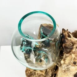 Darthome Limited Tall Double Molten 11cm Bowls Teak Root Stand -Decor Garden Shop IMG E6117