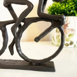 Darthome Limited Black Cast Iron Racing Cyclist Sculpture Gift 18cm -Decor Garden Shop IMG E6148 edited83