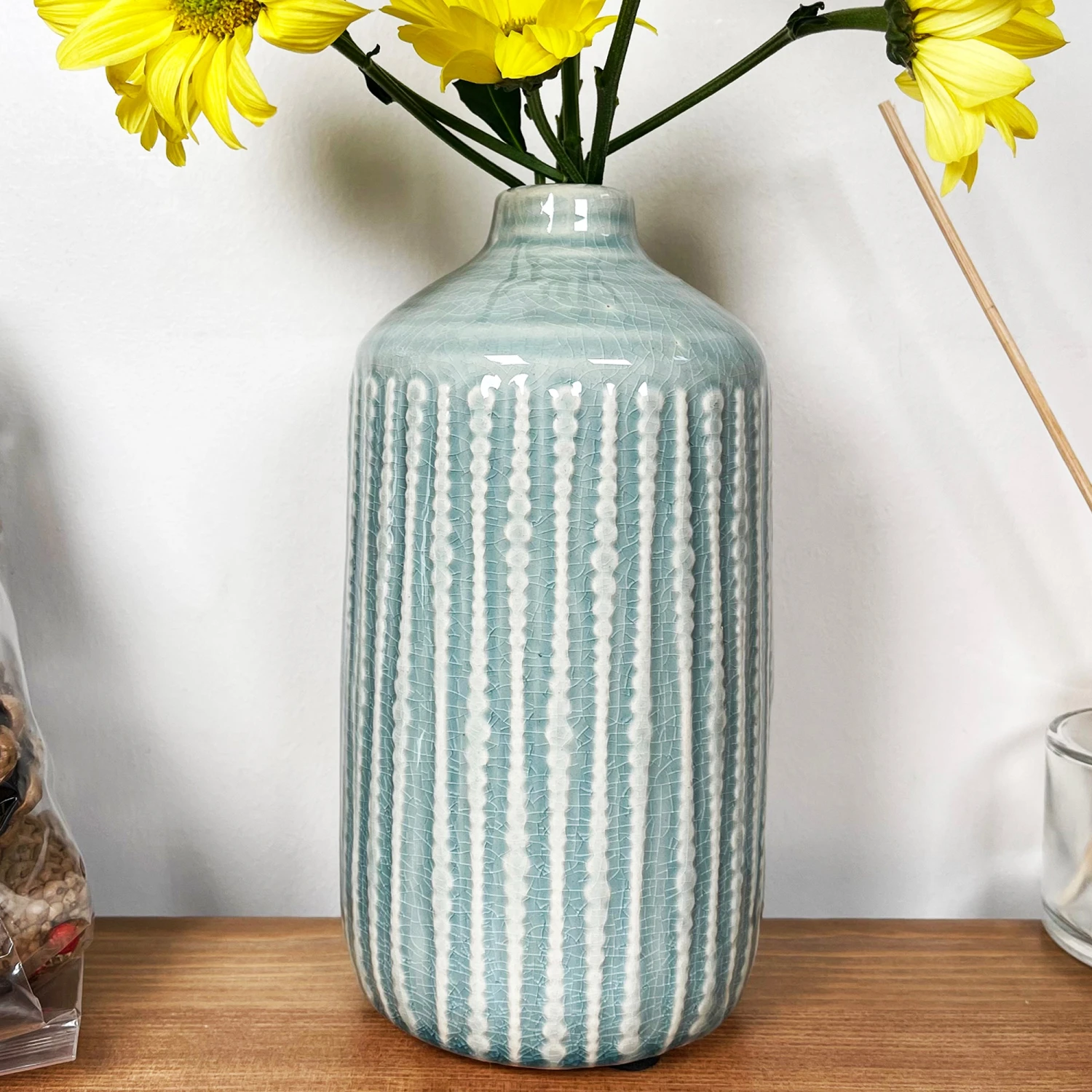 Darthome Limited Glazed Ceramic Indented Bottle Vase 2 Darthome Limited Glazed Ceramic Indented Bottle Vase - Image 2