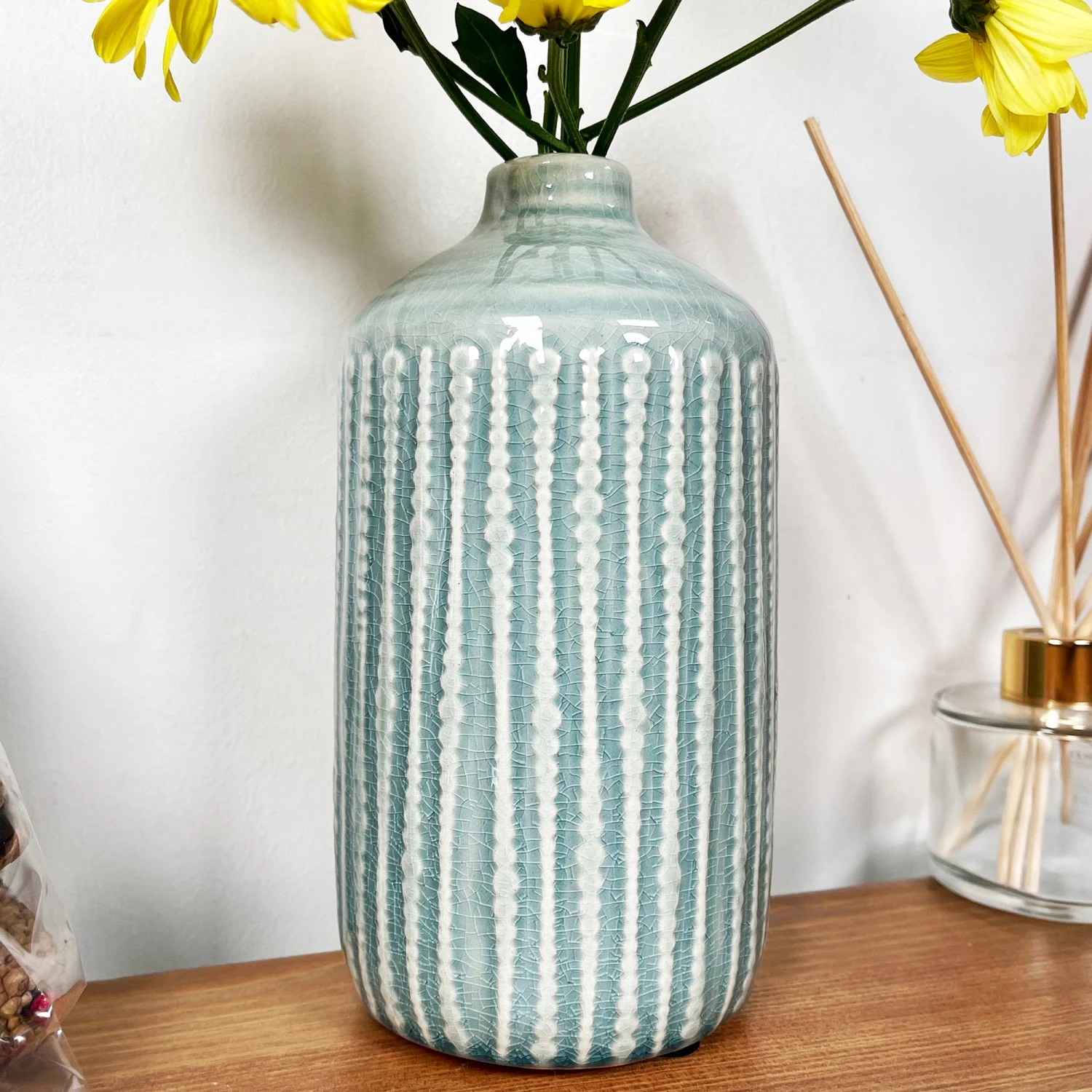 Darthome Limited Glazed Ceramic Indented Bottle Vase 1 Darthome Limited Glazed Ceramic Indented Bottle Vase