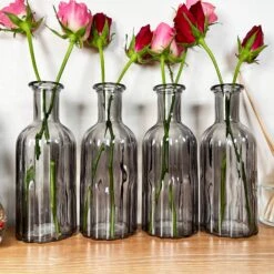 Darthome Limited Set Of 4 Smoky Grey Bottle Vases