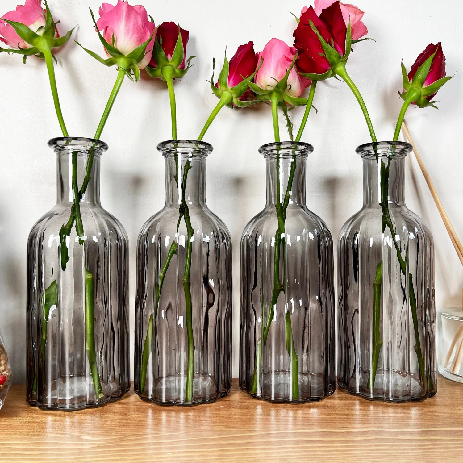 Darthome Limited Set Of 4 Smoky Grey Bottle Vases 1 Darthome Limited Set Of 4 Smoky Grey Bottle Vases