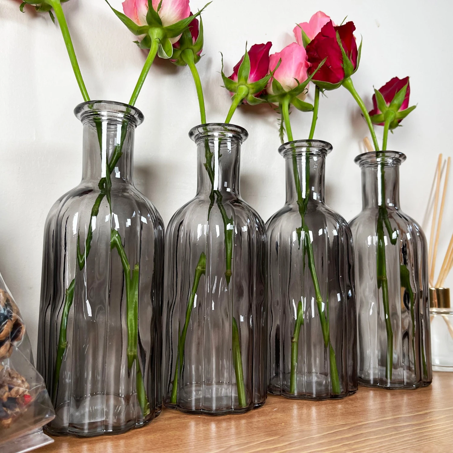 Darthome Limited Set Of 4 Smoky Grey Bottle Vases 2 Darthome Limited Set Of 4 Smoky Grey Bottle Vases - Image 2