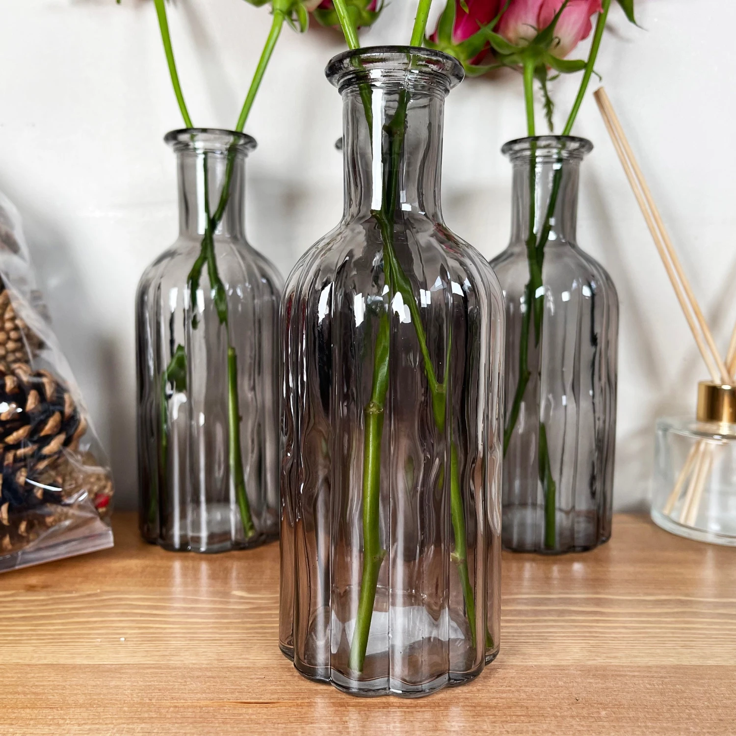 Darthome Limited Set Of 4 Smoky Grey Bottle Vases 3 Darthome Limited Set Of 4 Smoky Grey Bottle Vases - Image 3