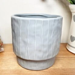Darthome Limited Striped Pastel Grey Pot Cover -Decor Garden Shop IMG E6214