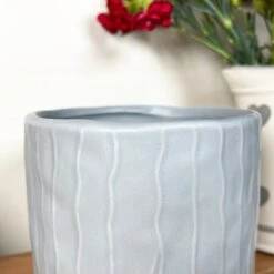 Darthome Limited Striped Pastel Grey Pot Cover -Decor Garden Shop IMG E6219