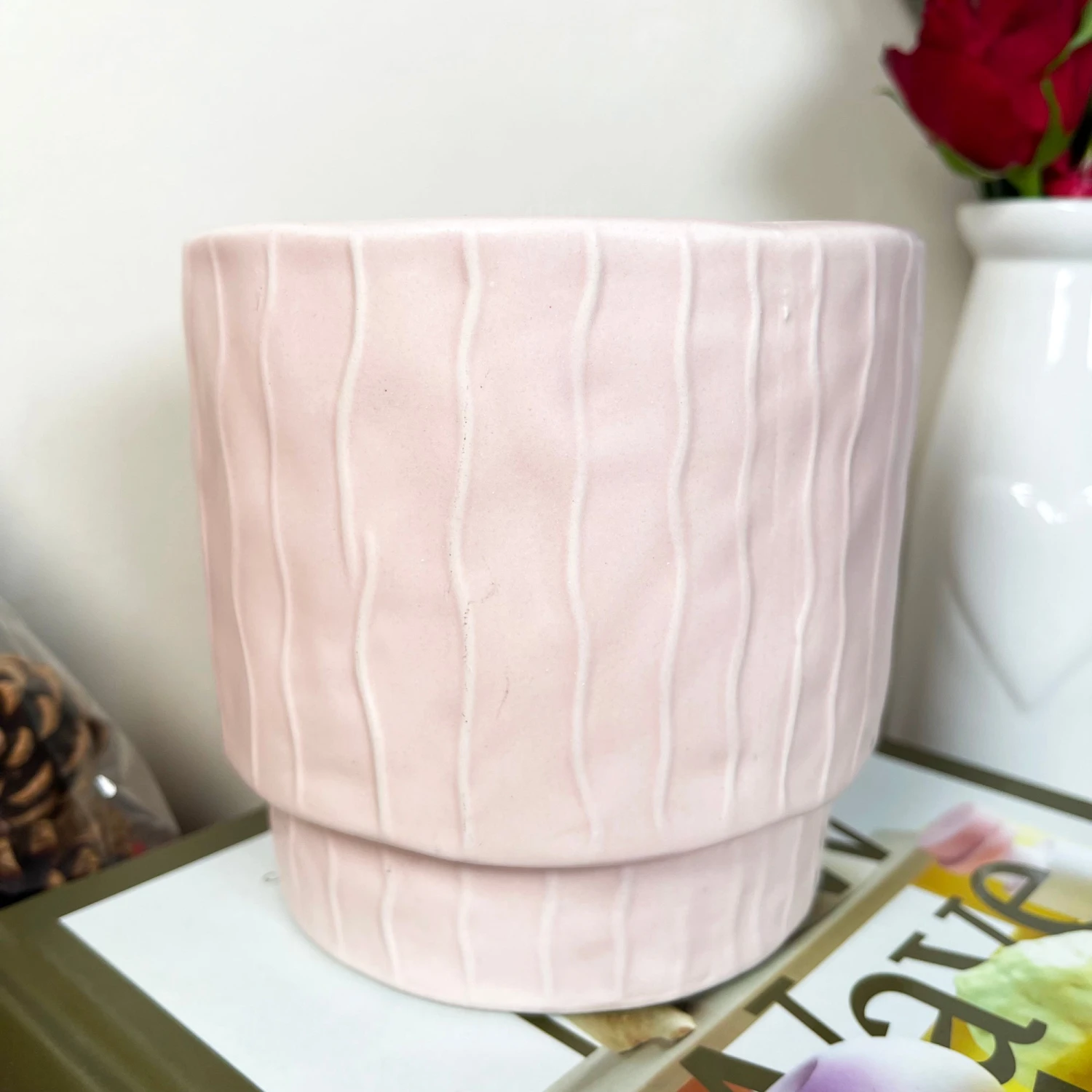 Darthome Limited Striped Pastel Pink Pot Cover 3 Darthome Limited Striped Pastel Pink Pot Cover - Image 3