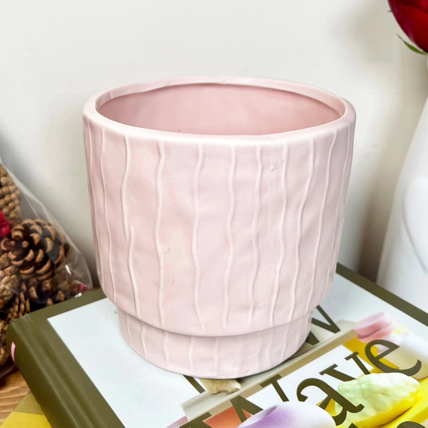 Darthome Limited Striped Pastel Pink Pot Cover 5 Darthome Limited Striped Pastel Pink Pot Cover - Image 5
