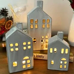 Darthome Limited Ceramic Christmas House Tealight Holders