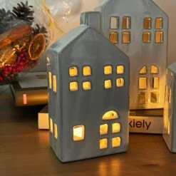 Darthome Limited Ceramic Christmas House Tealight Holders -Decor Garden Shop IMG E6272