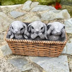 Darthome Limited Cement Three Wise Rabbits In Basket Planter 15 Darthome Limited Cement Three Wise Rabbits In Basket Planter -Decor Garden Shop IMG E6363 edited65