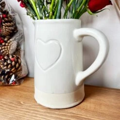 Darthome Limited Two Tone Embossed Heart Jug Vase -Decor Garden Shop IMG E6371