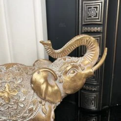 Darthome Limited Set Of 2 Gold Indian Elephant Ornaments -Decor Garden Shop IMG E6556 2