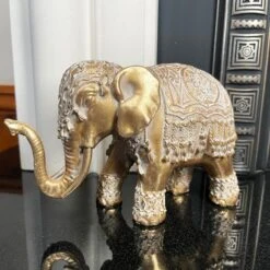 Darthome Limited Set Of 2 Gold Indian Elephant Ornaments -Decor Garden Shop IMG E6562 2
