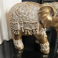 Darthome Limited Set Of 2 Gold Indian Elephant Ornaments -Decor Garden Shop IMG E6568 2