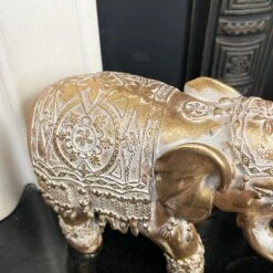 Darthome Limited Set Of 2 Gold Indian Elephant Ornaments -Decor Garden Shop IMG E6569 2