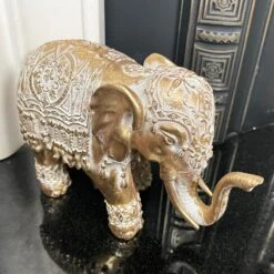 Darthome Limited Set Of 2 Gold Indian Elephant Ornaments -Decor Garden Shop IMG E6570 2