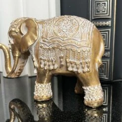 Darthome Limited Set Of 2 Gold Indian Elephant Ornaments -Decor Garden Shop IMG E6572 1