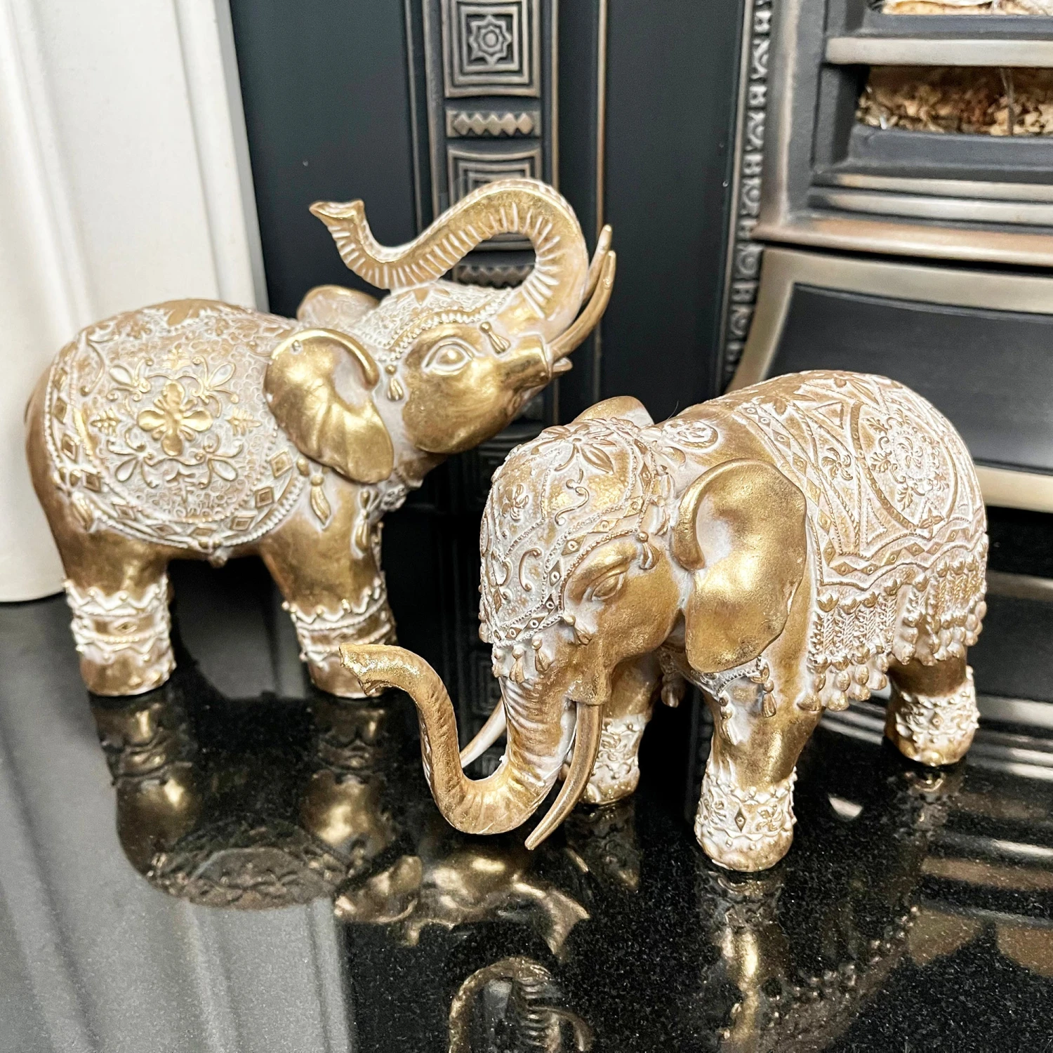 Darthome Limited Set Of 2 Gold Indian Elephant Ornaments 1 Darthome Limited Set Of 2 Gold Indian Elephant Ornaments