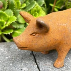Darthome Limited Rust Cast Iron Pig Garden Statue 16cm -Decor Garden Shop IMG E6614 edited298