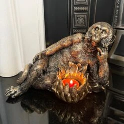 Darthome Limited Gold Lying Monkey Tealight Holder