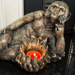 Darthome Limited Gold Lying Monkey Tealight Holder -Decor Garden Shop IMG E6666 1
