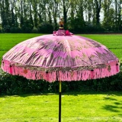 Darthome Limited Pink And Gold Bali Sun Parasol 2m