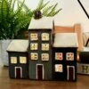 Darthome Limited Ceramic Navy Blue 3 Houses Tea Light Holder