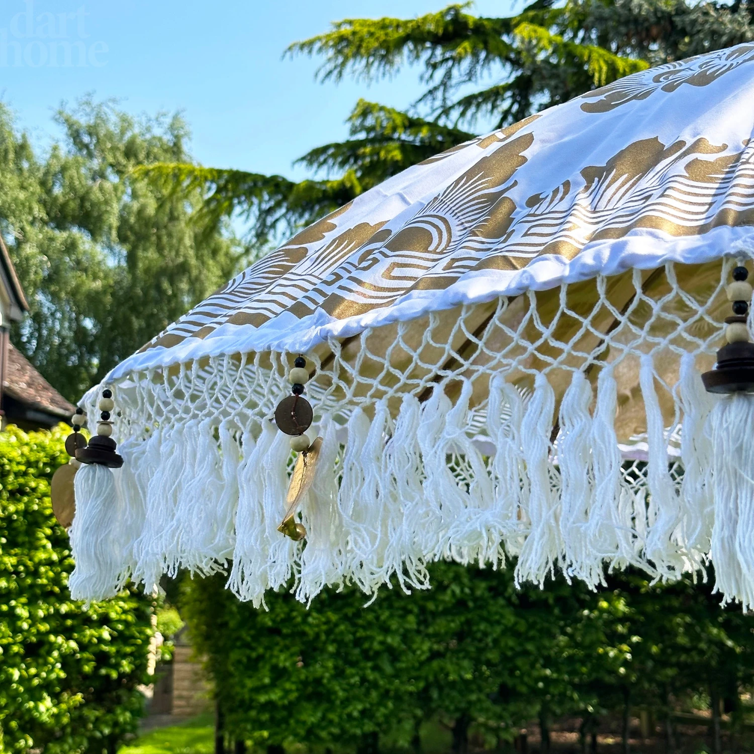 Darthome Limited White And Gold Bali Sun Parasol 2m 4 Darthome Limited White And Gold Bali Sun Parasol 2m - Image 4