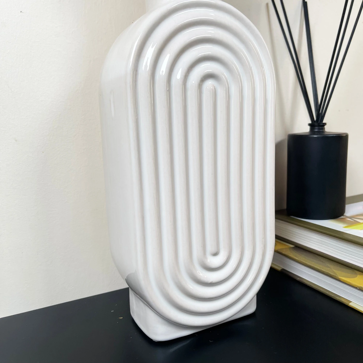 Darthome Limited White Ribbed Oval Vase 3 Darthome Limited White Ribbed Oval Vase - Image 3