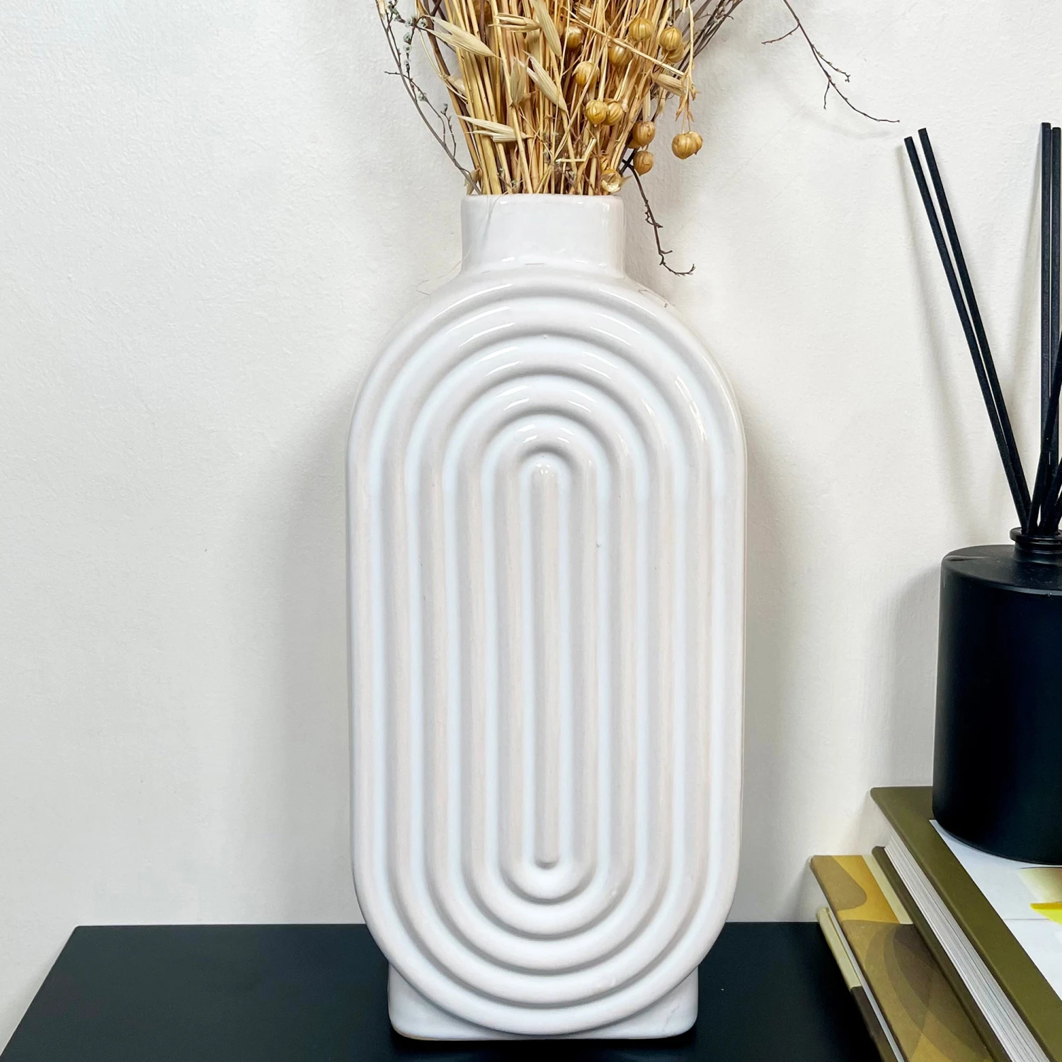 Darthome Limited White Ribbed Oval Vase 1 Darthome Limited White Ribbed Oval Vase
