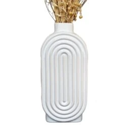 Darthome Limited White Ribbed Oval Vase 11 Darthome Limited White Ribbed Oval Vase -Decor Garden Shop IMG E7049copy