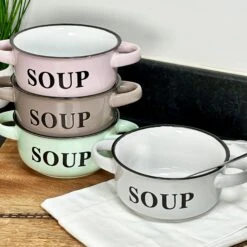 Darthome Limited Set Of 4 Pastel Soup Bowls With Handles