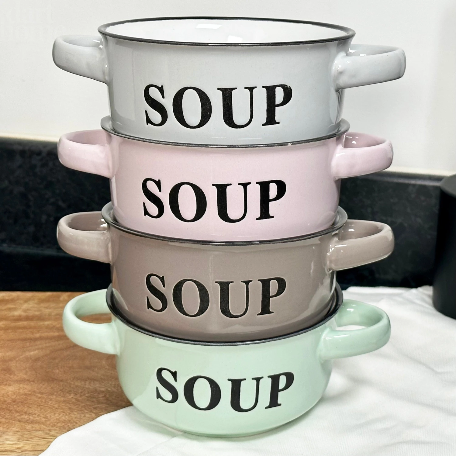 Darthome Limited Set Of 4 Pastel Soup Bowls With Handles 6 Darthome Limited Set Of 4 Pastel Soup Bowls With Handles - Image 6