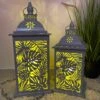 Darthome Limited LED Grey Leaf Hurricane Lanterns