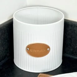 Darthome Limited White Ribbed Utensil Pot