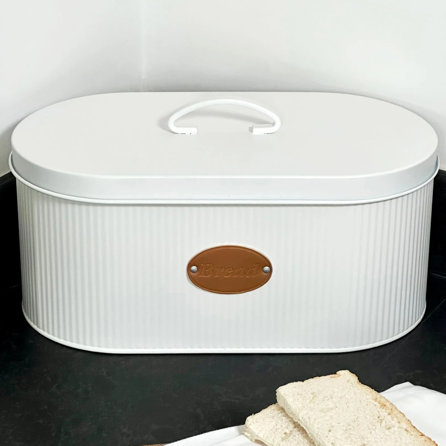 Darthome Limited White Ribbed Bread Bin 1 Darthome Limited White Ribbed Bread Bin