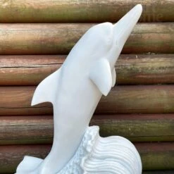 Darthome Limited White Dolphin Garden Ornament - Marble Resin -Decor Garden Shop IMG E7279 editedBE