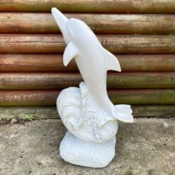 Darthome Limited White Dolphin Garden Ornament - Marble Resin -Decor Garden Shop IMG E7281 editedBG