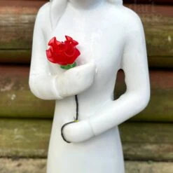 Darthome Limited Woman With Red Rose Garden Ornament - White Marble Resin 10 Darthome Limited Woman With Red Rose Garden Ornament - White Marble Resin -Decor Garden Shop IMG E7299 editedBN