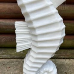 Darthome Limited White Seahorse Garden Ornament - Marble Resin -Decor Garden Shop IMG E7307 editedBV
