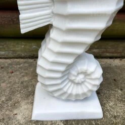 Darthome Limited White Seahorse Garden Ornament - Marble Resin -Decor Garden Shop IMG E7308 editedBW